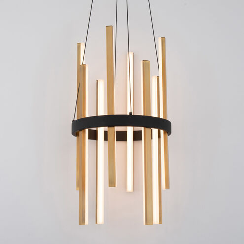 ##Antique Hardware## Harmonix LED 14 inch Black Aged Brass Chandelier Ceiling Light in 14in.