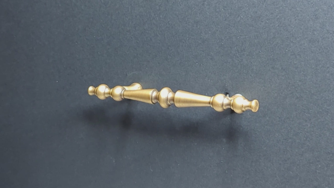 6 1/2 Inch Overall (4 Inch c-c) Solid Brass Victorian Pull