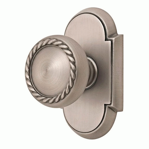 ##Antique Hardware## Solid Brass Rope Door Knob Set With # 8 Rosette (Several Finish Options)