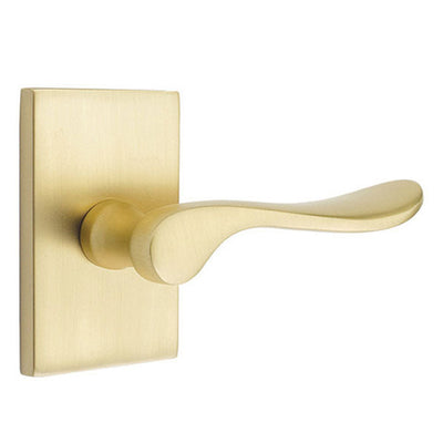 Antique Hardware Emtek Solid Brass Luzern Lever With Modern Rectangular Rosette (Several Finish Options) EMTEK LEVER DOOR KNOB