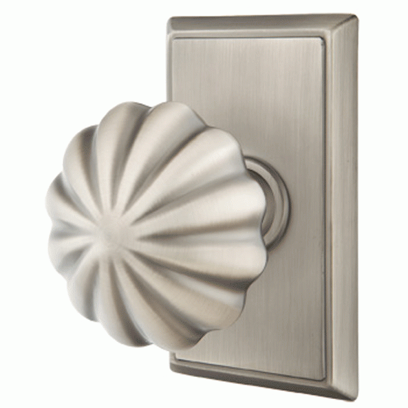 ##Antique Hardware## Solid Brass Melon Door Knob Set With Rectangular Rosette