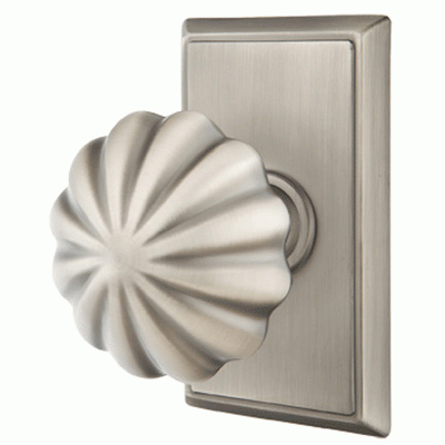 ##Antique Hardware## Solid Brass Melon Door Knob Set With Rectangular Rosette