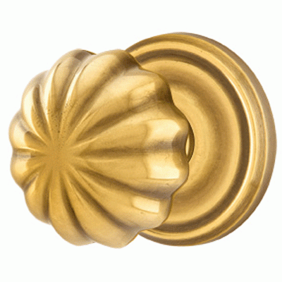 ##Antique Hardware## Solid Brass Melon Door Knob Set With Regular Rosette (Several Finish Options)