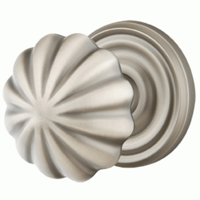 ##Antique Hardware## Solid Brass Melon Door Knob Set With Regular Rosette (Several Finish Options)