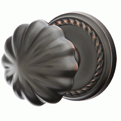 ##Antique Hardware## Solid Brass Melon Door Knob Set With Rope Rosette (Several Finish Options)