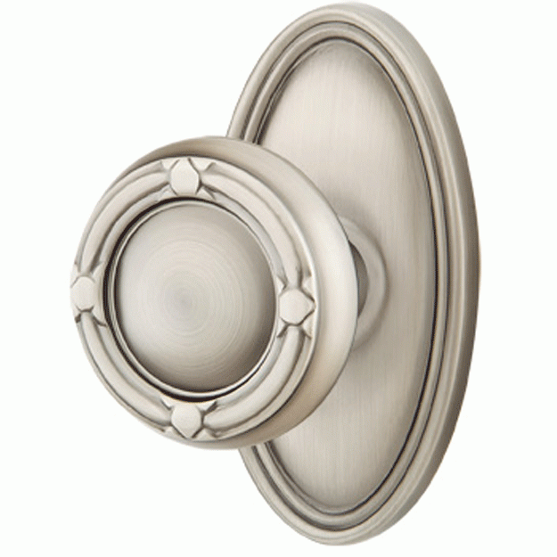 ##Antique Hardware## Solid Brass Ribbon & Reed Door Knob Set With Oval Rosette (Several Finish Options)