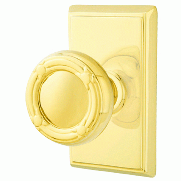 ##Antique Hardware## Solid Brass Ribbon & Reed Door Knob Set With Rectangular Rosette (Several Finish Options)