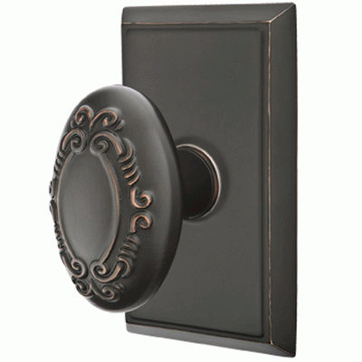 ##Antique Hardware## Solid Brass Victoria Door Knob Set With Rectangular Rosette (Several Finish Options)