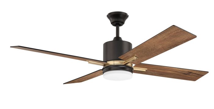 Antique Hardware 52" Teana in Flat Black/Satin Brass w/ Flat Black/Mesquite Blades Ceiling Fan