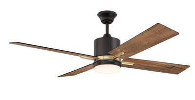 Antique Hardware 52" Teana in Flat Black/Satin Brass w/ Flat Black/Mesquite Blades Ceiling Fan