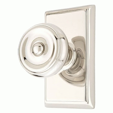 ##Antique Hardware## Solid Brass Waverly Door Knob Set With Rectangular Rosette (Several Finish Options)