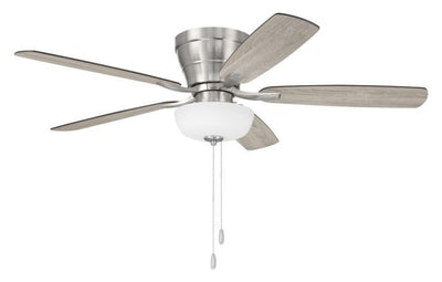 Antique Hardware 52" Wheeler 2-Light Bowl in Brushed Polished Nickel w/ Driftwood/Walnut Blades Ceiling Fan