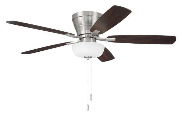 Antique Hardware 52" Wheeler 2-Light Bowl in Brushed Polished Nickel w/ Driftwood/Walnut Blades Ceiling Fan