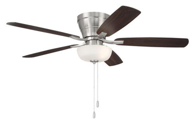 Antique Hardware 52" Wheeler 2-Light Bowl in Brushed Polished Nickel w/ Driftwood/Walnut Blades Ceiling Fan