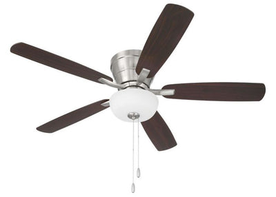 Antique Hardware 52" Wheeler 2-Light Bowl in Brushed Polished Nickel w/ Driftwood/Walnut Blades Ceiling Fan