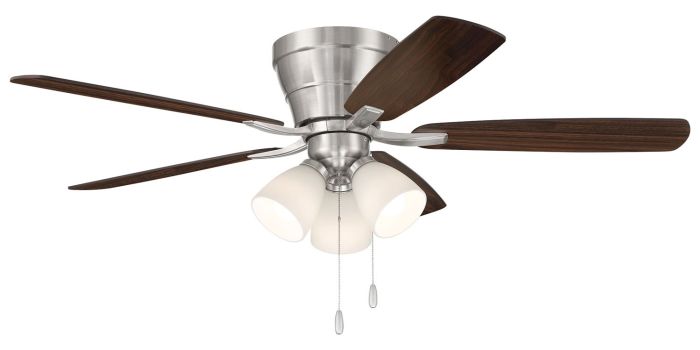 Antique Hardware 52" Wheeler 3-Light in Brushed Polished Nickel w/ Driftwood/Walnut Blades Ceiling Fan