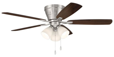 Antique Hardware 52" Wheeler 3-Light in Brushed Polished Nickel w/ Driftwood/Walnut Blades Ceiling Fan