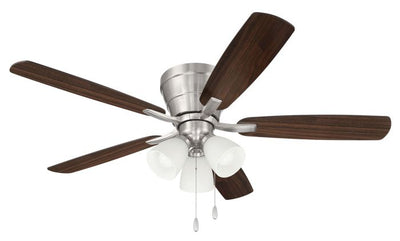 Antique Hardware 52" Wheeler 3-Light in Brushed Polished Nickel w/ Driftwood/Walnut Blades Ceiling Fan