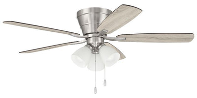 Antique Hardware 52" Wheeler 3-Light in Brushed Polished Nickel w/ Driftwood/Walnut Blades Ceiling Fan