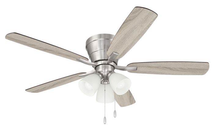 Antique Hardware 52" Wheeler 3-Light in Brushed Polished Nickel w/ Driftwood/Walnut Blades Ceiling Fan