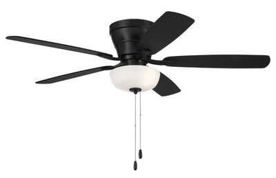 Antique Hardware 52" Wheeler 2-Light Bowl in Flat Black w/ Flat Black/Greywood Blades Ceiling Fan