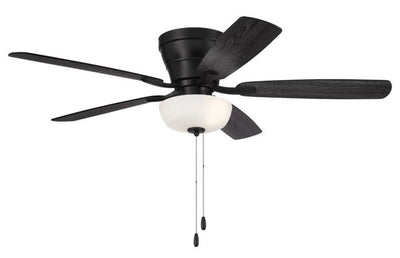 Antique Hardware 52" Wheeler 2-Light Bowl in Flat Black w/ Flat Black/Greywood Blades Ceiling Fan