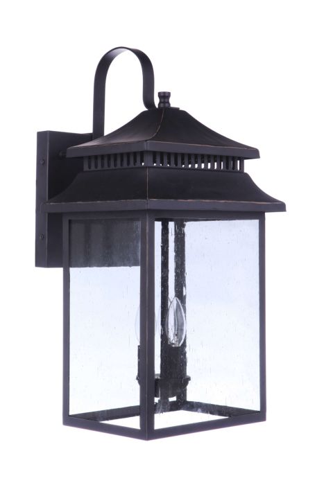 ##Antique Hardware## Crossbend 3 Light Extra Large Outdoor Wall Lantern in Dark Bronze Gilded