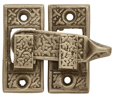 Solid Brass Rice Pattern Cabinet Latch (Several Finishes Available)