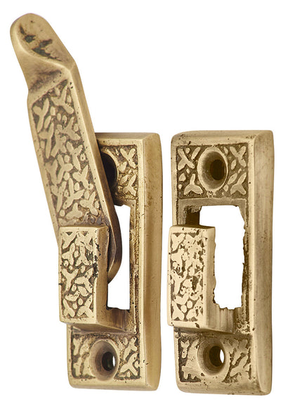Solid Brass Rice Pattern Cabinet Latch (Several Finishes Available)
