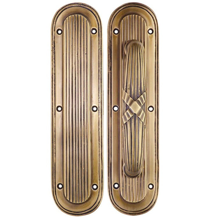 10 1/2 Inch Art Deco Style Door Pull and Push Plate (Several Finishes Available)