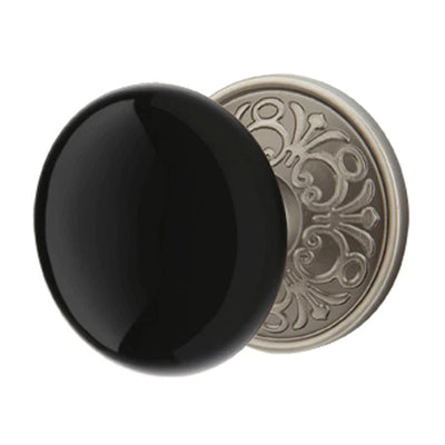 Emtek Black Porcelain Ebony Door Knob Set With Lancaster Rosette (Several Finishes Available)