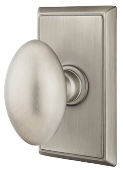 Emtek Solid Brass Egg Door Knob Set With Rectangular Rosette