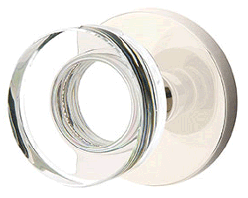 Modern Disc Crystal Door Knob Set With Disk Rosette (Several Finishes)