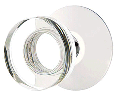 Modern Disc Crystal Door Knob Set With Modern Rosette (Many Finishes)