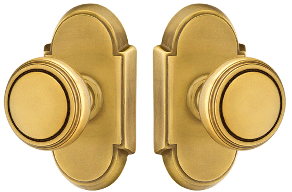 Solid Brass Norwich Door Knob Set With # 8 Rosette