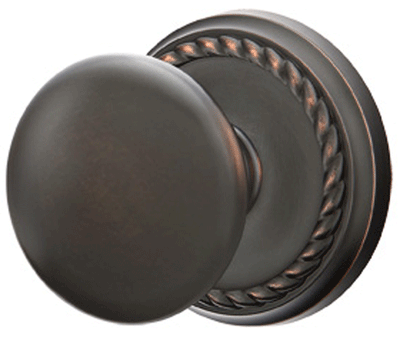 Solid Brass Providence Door Knob Set With Rope Rosette