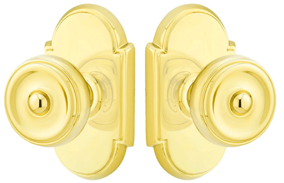 Solid Brass Waverly Door Knob Set With # 8 Rosette