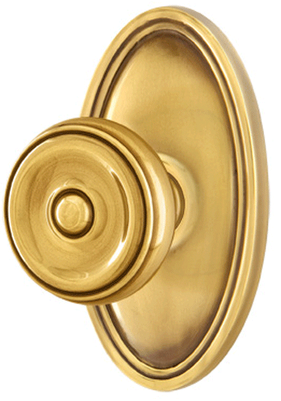 Solid Brass Waverly Door Knob Set With Oval Rosette