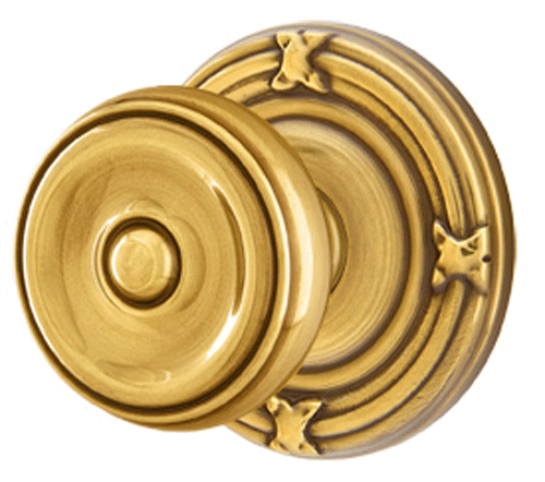 Solid Brass Waverly Door Knob Set With Ribbon & Reed Rosette