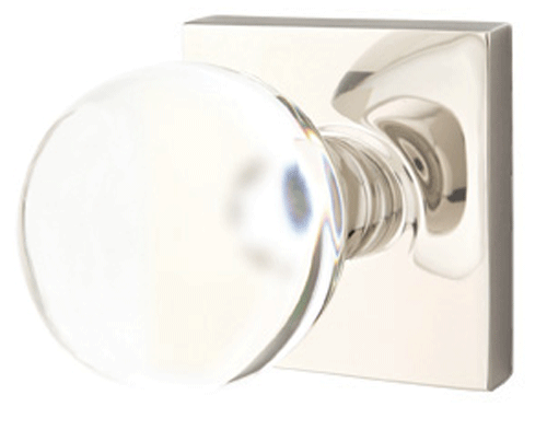 Crystal Bristol Door Knob Set With Square Rosette (Several Finishes)