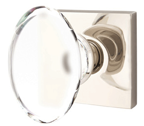 Crystal Hampton Door Knob Set With Square Rosette (Several Finishes)