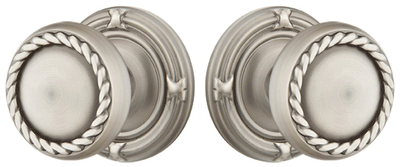 Solid Brass Rope Door Knob Set With Ribbon & Reed Rosette