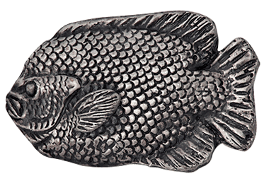 2 Inch Ocean Seaside Nautical Solid Pewter Decorative Large Fish Knob (Satin Pewter Finish)