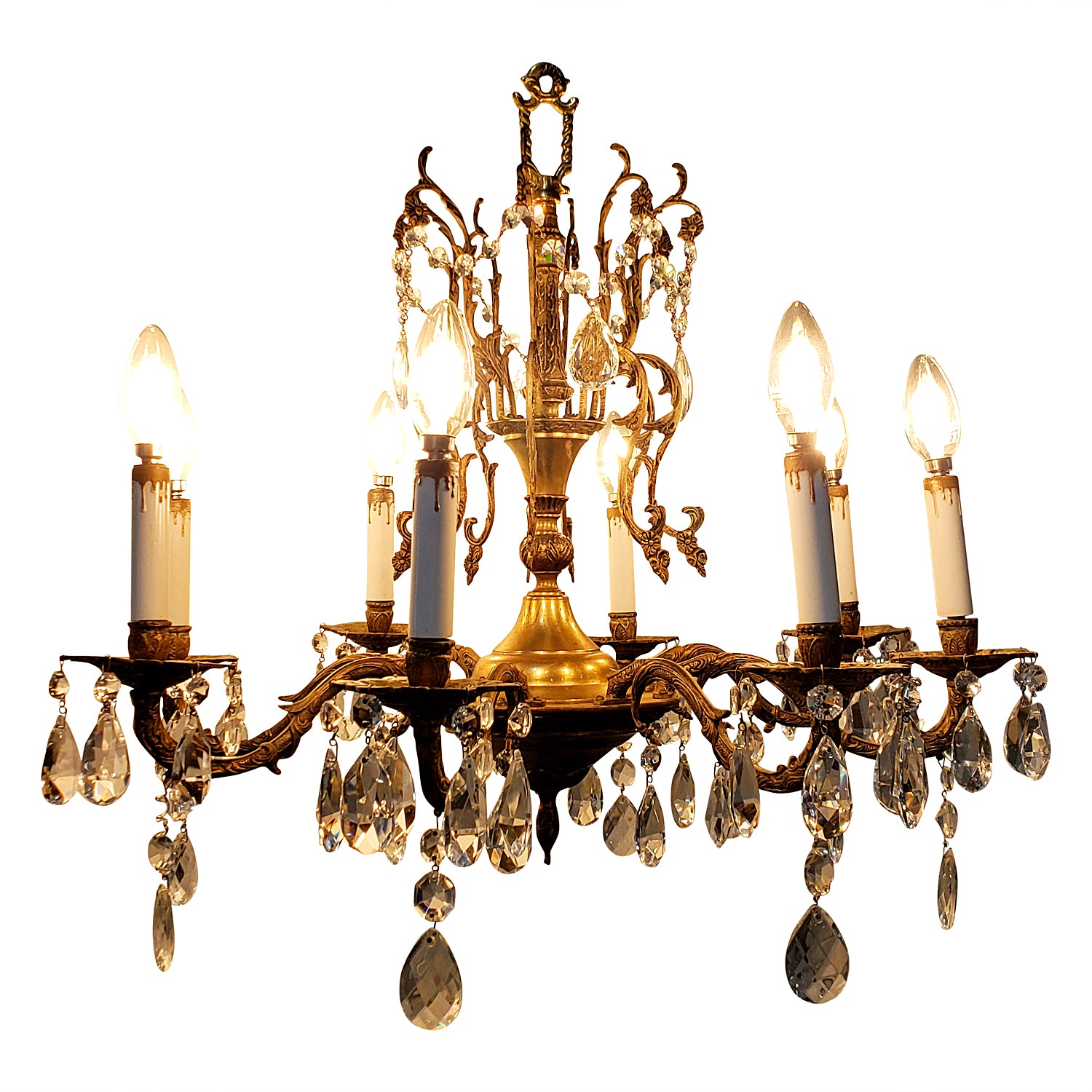Antique Hardware Exquisite Antique Spanish Brass 8 Arm Chandelier