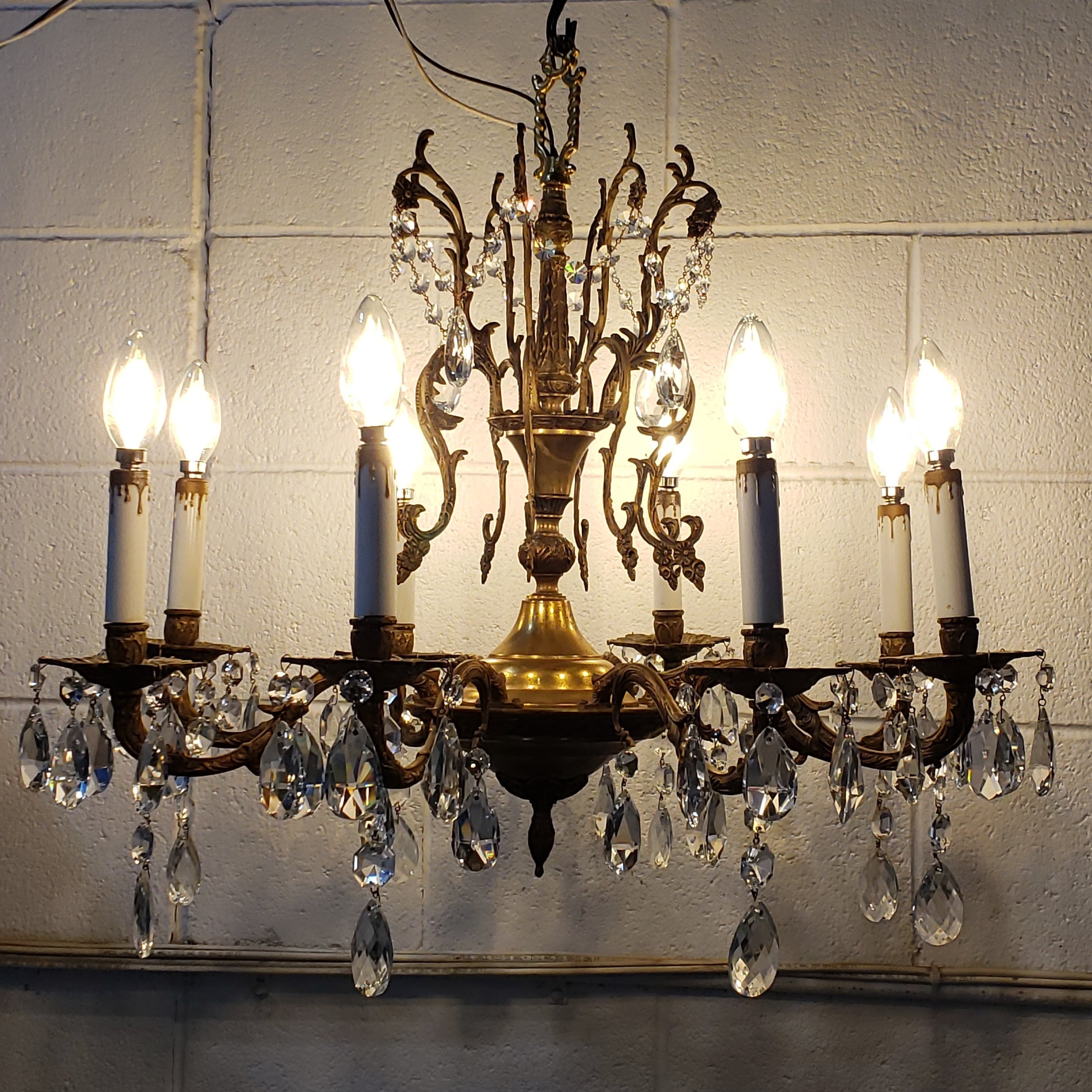 Antique Hardware Exquisite Antique Spanish Brass 8 Arm Chandelier