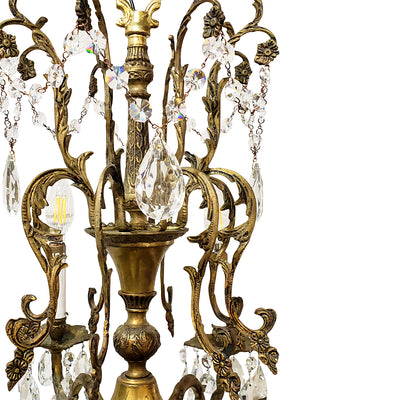 Exquisite Antique Spanish Brass 8 Arm Chandelier & Crystal Prisms