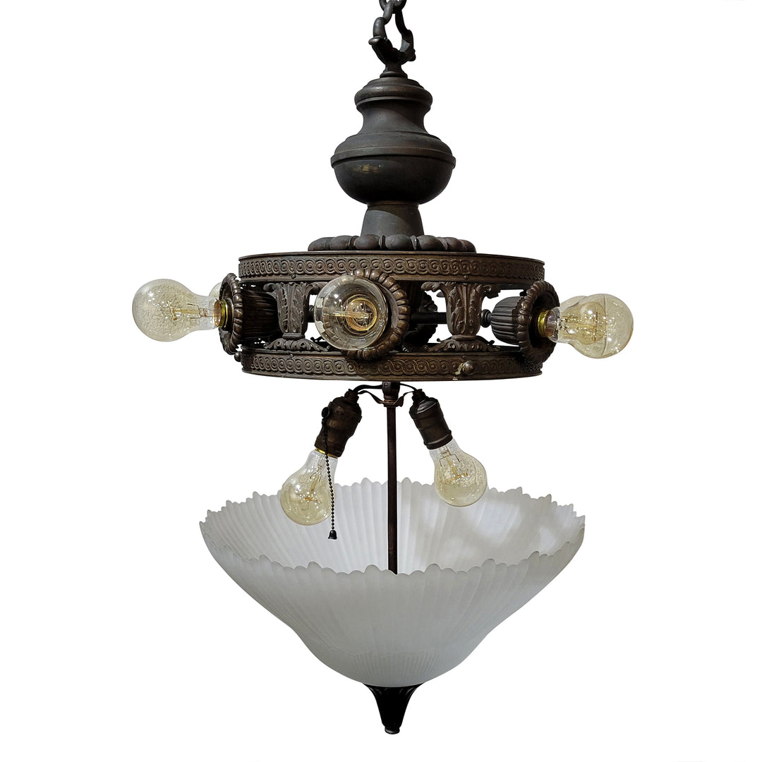 Antique Hardware 44 Inch Extra Large Bronze Multi-Light Chandelier with Glass Dome Chandeliers