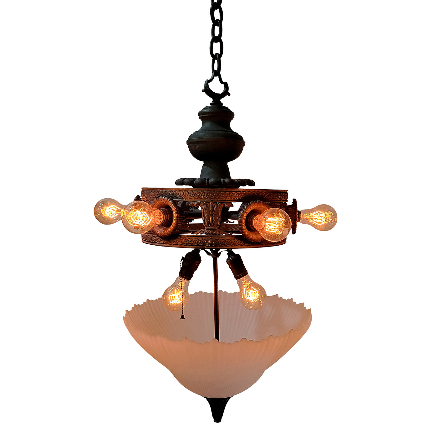 44 Inch Extra Large Bronze Multi-Light Chandelier with Glass Dome