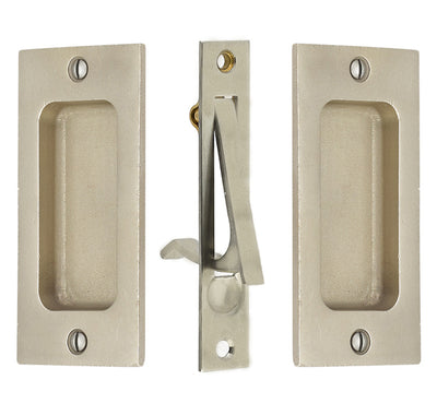 4 Inch Sandcast Rustic Modern Rectangular Pocket Door Pull Set