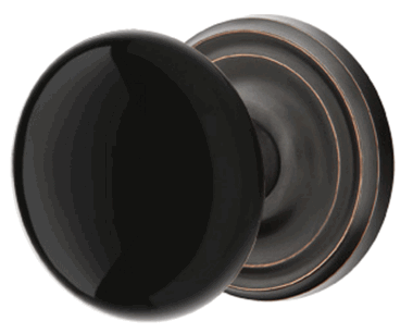 Black Porcelain Ebony Door Knob Set With Regular Rosette